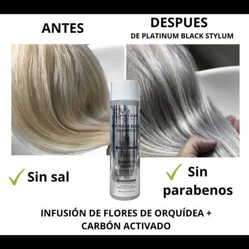 Shampoo Matizador Platinum Black Cabello Cano Plata Rubio