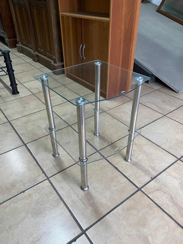 Mesa De Sala, Auxiliar, Lateral De Vidrio Y Metal, Importada (Usado)