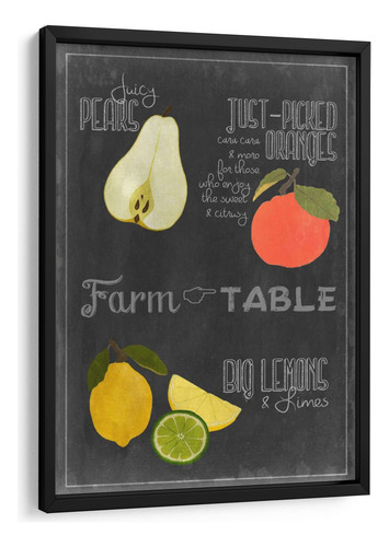 Cuadro Enmarcado Negro Pizarra Fruit Iv 30x45, Vision Studio
