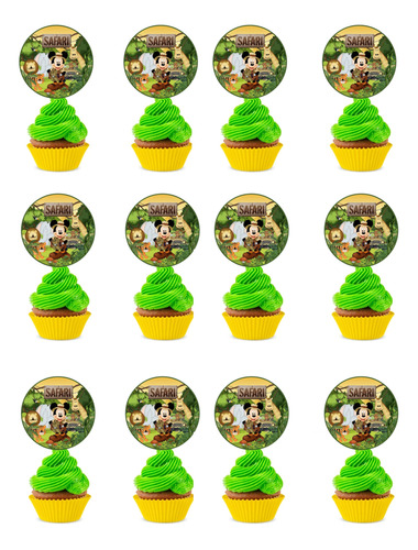 Pack 12 Toppers Para Cup Cake Mickey Mouse Safari