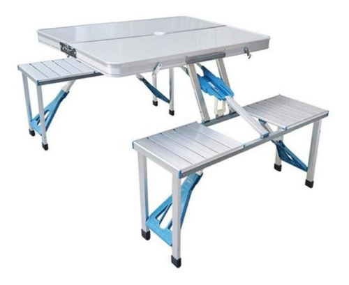 Set Camping.mesa Plegable + 4 Asientos Aluminio