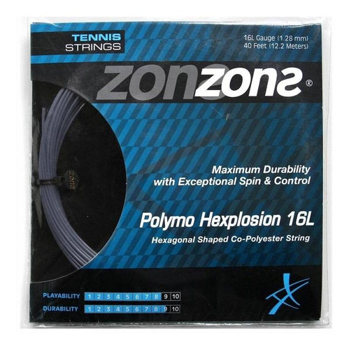 Cuerda De Tenis Zons Polymo Hexplosion 16l/1.28mm Silver 12 