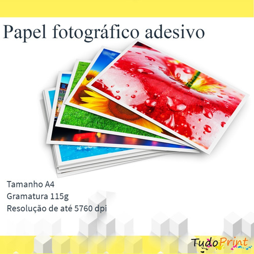 100 Folhas Papel Fotográfico Adesivo Glossy A Prova D'água