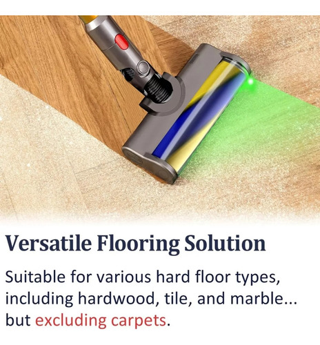 Cabezal De Cepillo Suave Con Luz Verde Para Dyson V7 V8 V10