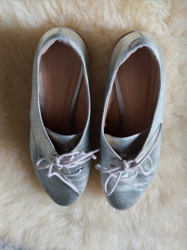 Sapato Arezzo Oxiford Couro Metalizado Prata