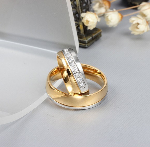 Anillo Elegante De Acero Para Bodas- Compromisos.