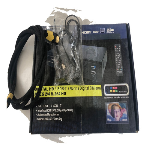 Decodificador Hd/isdb-t Norma Chilena, Ant. Y Cable Hdmi