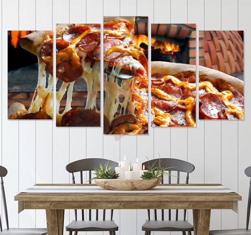 Políptico Pizza Restaurante Tpz15 Canvas Grueso 200x105