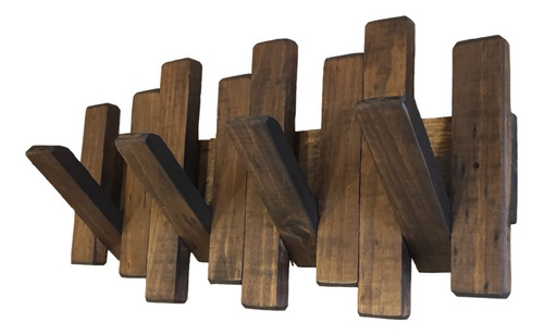 Perchero Decorativo De Madera, 4 Perchas Plegables, De Pared