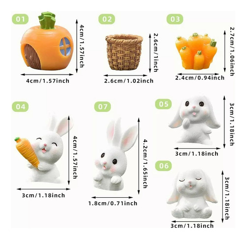 Fe 7 Piezas De Muñecas De Conejo En Miniatura De Jardín De
