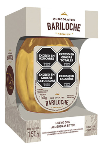 Huevo De Pascua Bariloche Premium 70% Cacao Y Almen. 150 Gr