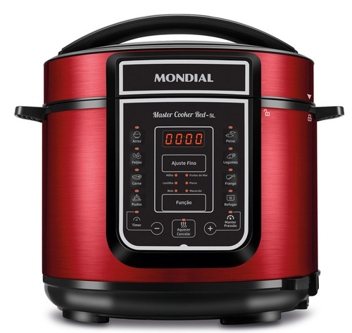 Panela De Pressão Elétrica Digital Pe39 5l 900w Mondial Cor Vermelho Frequência 60Hz 110V