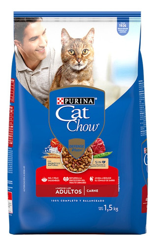 Alimento Purina Cat Chow Defense Plus+ Sabor Carne De 1.5kg