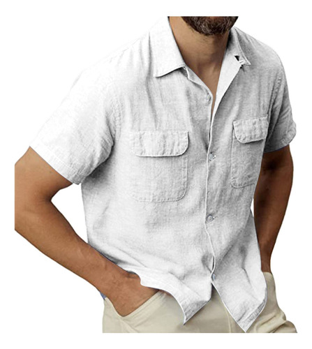 Camisa Henley Para Hombre Textura Lino Algodon Estilo Hippie