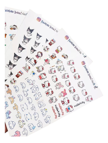 Sticker Nails Tatuajes Uñas Hello Kitty, Kuromi 6 Planillas