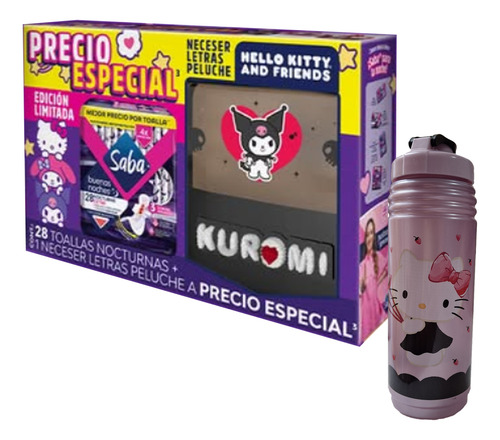 Toallas Saba + Neceser Hello Kitty O Kuromi + Vaso