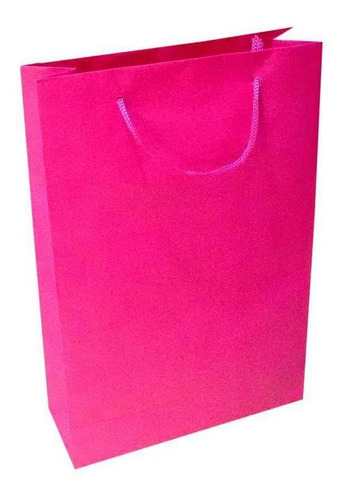 Kit 100 Sacolas Papel Rosa Pink 25x17x6cm Bolsa Lembrancinha