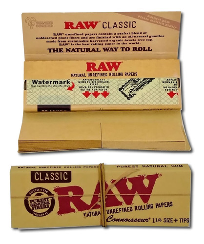 Papelillos Raw Connoisseur 1 1/4 + Tips