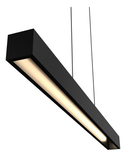 Luminária Pendente E Sobrepor Perfil Linear 130cm Lustre Cor Preto 110V 220V (Bivolt)