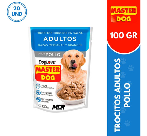 Master Dog Sachet Adulto Pollo 100gr X20 | Distribuidora Mdr
