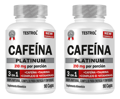 Cafeína Platinum Paquete 2 Piezas 90 Cápsulas Sabor Sin sabor