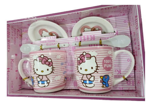 Set Taza Plato Cucharita Hello Kitty