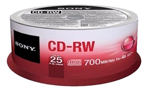 Disco Cd-rw Regrabable Sony 700mb 4x Cono X 25 Unid.