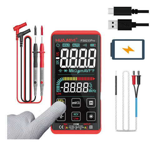 Voltímetro Multimetro Digital Tactil Recargable 600mah 