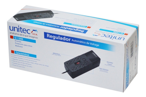 Regulador Automático De Voltaje 1200va · 8 Tomas Protegidas