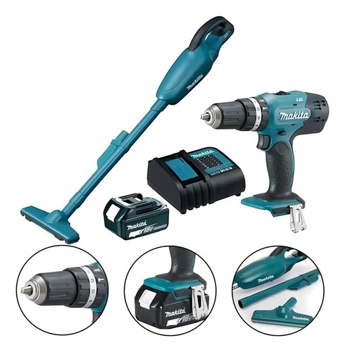 Kit Furadeira Parafusadeira 18v Makita Dhp453 +aspir Dcl180z