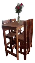 Comprar Desayunador Con 4 Banquetas Más Protector De Madera Rustico