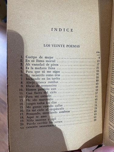 20 Poemas De Amor Y Una Canción Desesperada Pablo Neruda (Usado)