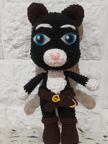 Muñeco De Kitty Del Gato Con Botas Tejido A Crochet