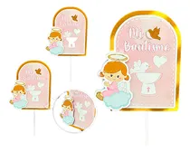Comprar Adorno Pinche Mi Bautismo \u002F Mi Primer Año Metalizado X1u. Color Rosa Mi Bautismo Rosa Angelita 3d
