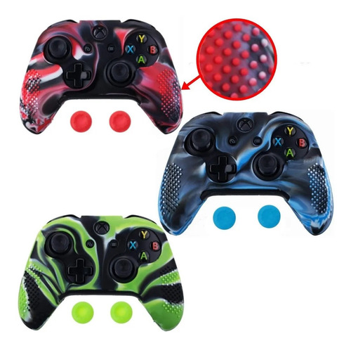 1 Capa Silicone Controle Xbox One S/x 2 Grip Antiderrapante