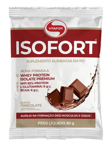Kit 6x: Isofort Whey Protein Isolado Chocolate Vitafor 30g