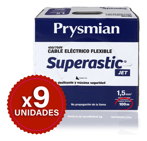 Cable 1.5mm Unipolar Superast Prysmian X9 Unid. 900metros