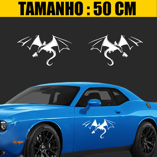 2 Pçs Adesivo Branco Lateral Carro Bafo De Dragão