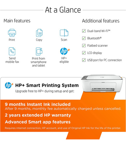 Hp Deskjet 2723e All-in-one Printer With Bonus 9 Months Of I