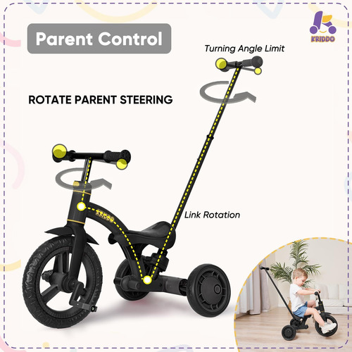 Triciclo 4 En 1 Para Niños De 1.5 A 3 Años Con Mango De Dire