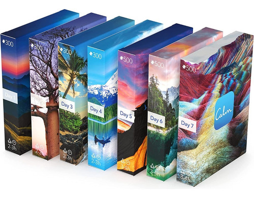 Calm Set De 7 Rompecabezas 300 Y 500 Pz Mindful Puzzle Paz
