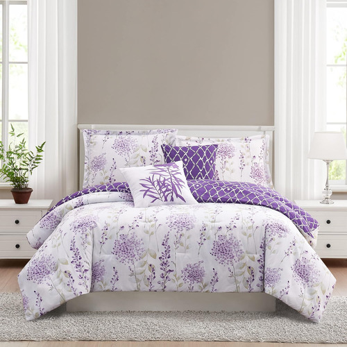 Juego De Edredón Matrimonial Reversible, 5 Piezas, Poliéster