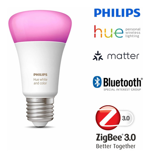 Imagen 4 de 10 de Kit Philips Hue Bridge + 6 Ampolletas Colores Bt E27 Matter