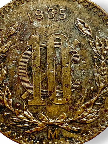 Moneda Cobre 10 Centavos Mexico Holograma 1935 Encapsulada (Usado)