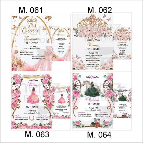 50 Invitaciones Palo De Rosa2 +pases+sobres Celofán+sellos