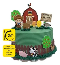 Comprar Topo Topper De Bolo Aniversário - Tema Fazendinha Colorido Fazendinha
