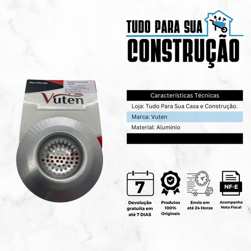 Ralo De Pia Em Aluminio 12cm Borda Grande Evita Entupimento