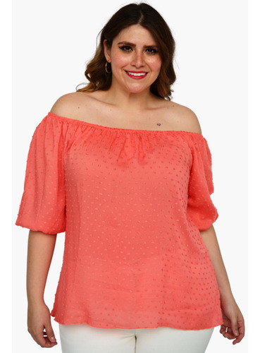 Blusa Straple Con Resorte (talla Extra), Modelo 1694 (coral)