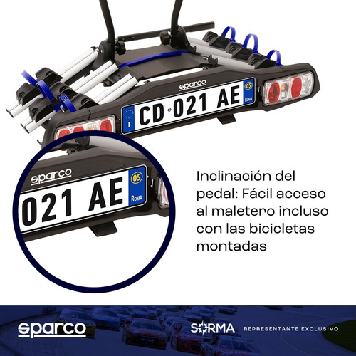 Imagen 4 de 12 de Porta Bicicletas Autos Sparco Para 3 Bicis Plegable