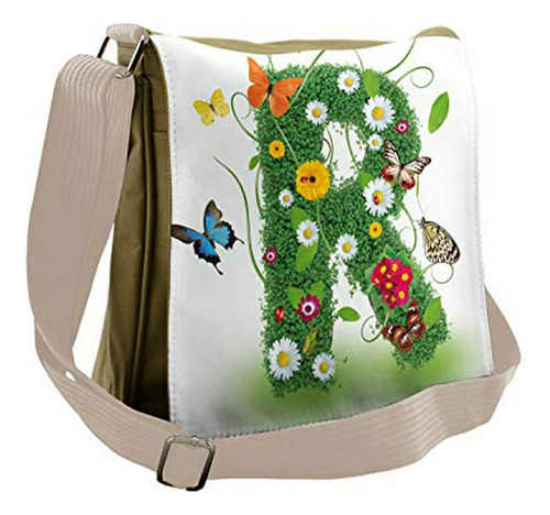 Bolso De Mensajero - Ambesonne Letter R Bag, Flora And Fauna